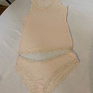 Victoria’s Secret lace trim tank and matching bikini panty size Large